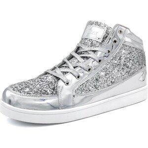 Igxx Men Silver High Top Bling Glitter Party Disco Retro Metallic Gold Sneakers